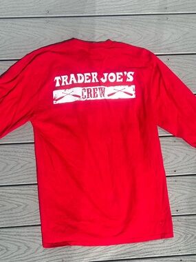 Red Trader Joe's crew long sleeve shirt